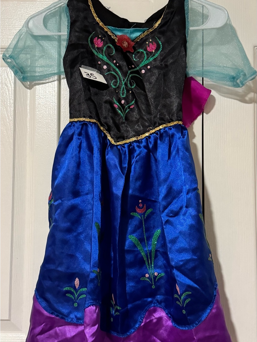 Anna-Inspired Blue and Black Girls' Costume Dress